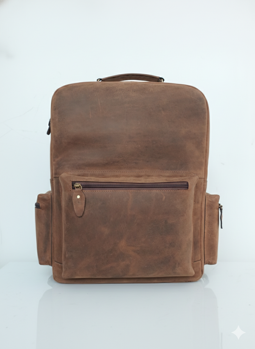Vintage Full-Grain Leather Backpack – Handcrafted Everyday Carry